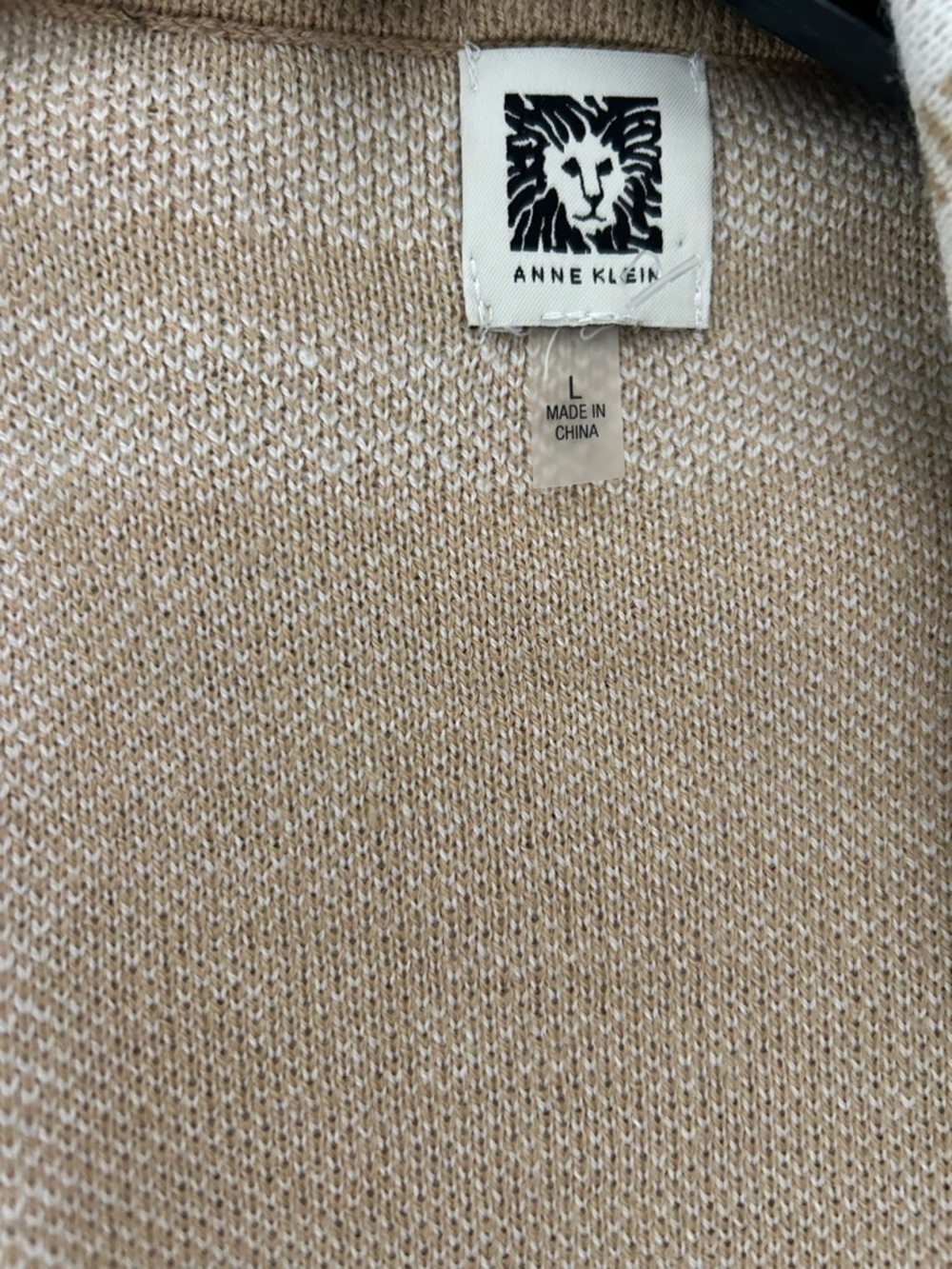 Anne Klein Camel & White Plaid Cardigan Coat - Picture 5 of 6